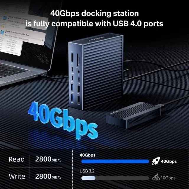 Alt view image 3 of 7 - Thunderbolt 4 Dock 21-IN-140gbps for MacBook Pro Docking Station Dual Monitor, 8K60Hz HDMI 2.5 GbE Ethernet SD/TF 4.010Gbps 7*USB C/A, 3.5mm Audio, 40Gbps Dock for Mac/Dell/HP/Lenovo/ThinkPad