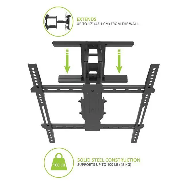 Alt view image 7 of 7 - LX600SW Full-Motion Steel Stud TV Mount with SNAPTOGGLE® Heavy-Duty Toggle Bolts for 34" to 65" TVs | for Metal Studs ONLY | Black