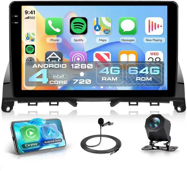 Main image of 4G+64G Android 15 Car Stereo for Mercedes Benz C-Class C230 C250 C300 C350 W204 2006-2011, Wireless CarPlay Android Auto GPS WiFi 9 Inch INCELL Screen Bluetooth FM/RDS EQ AHD Backup Camera