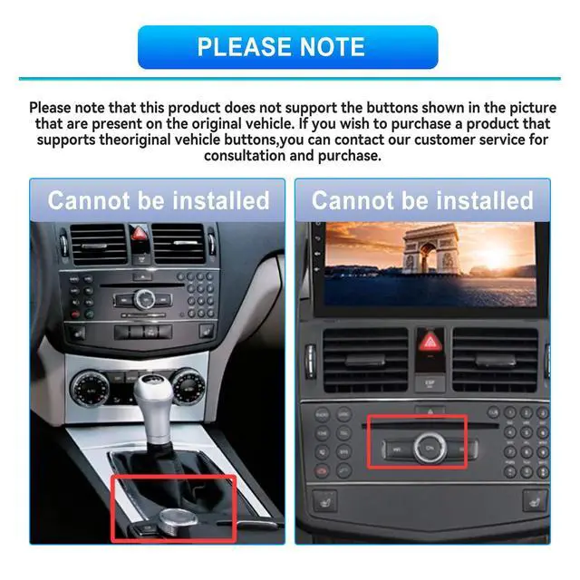 Alt view image 3 of 7 - 4G+64G Android 15 Car Stereo for Mercedes Benz C-Class C230 C250 C300 C350 W204 2006-2011, Wireless CarPlay Android Auto GPS WiFi 9 Inch INCELL Screen Bluetooth FM/RDS EQ AHD Backup Camera