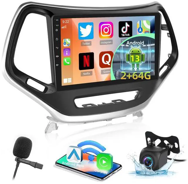 Main image of 2+64G for Jeep Cherokee 2013 2014 2015 2016 2017 2018 Android Car Stereo - Wireless Carplay & Android Auto - 10.1 Inch Touchscreen Radio with EQ DSP, WiFi, GPS, Split Screen + AHD Rear View Camera