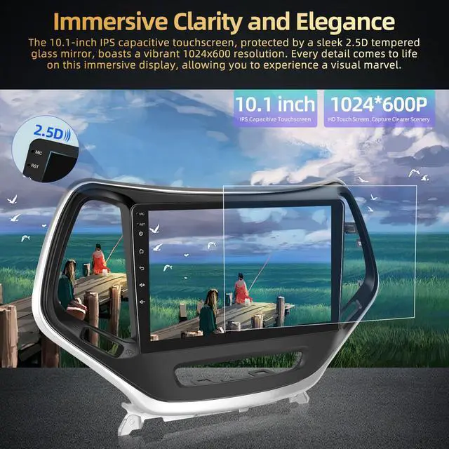 Alt view image 4 of 7 - 2+64G for Jeep Cherokee 2013 2014 2015 2016 2017 2018 Android Car Stereo - Wireless Carplay & Android Auto - 10.1 Inch Touchscreen Radio with EQ DSP, WiFi, GPS, Split Screen + AHD Rear View Camera