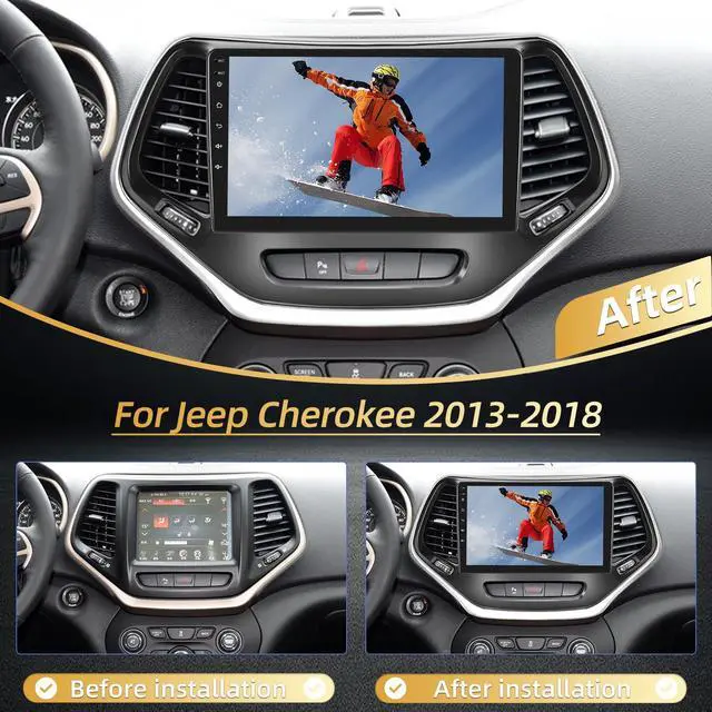 Alt view image 7 of 7 - 2+64G for Jeep Cherokee 2013 2014 2015 2016 2017 2018 Android Car Stereo - Wireless Carplay & Android Auto - 10.1 Inch Touchscreen Radio with EQ DSP, WiFi, GPS, Split Screen + AHD Rear View Camera