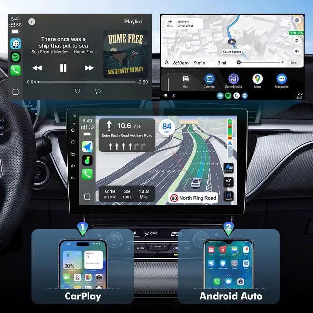 Alt view image 2 of 6 - 4Core+32G 10.1 Inch IPS Touchscreen Android 14 Car Stereo for Nissan Rogue X-Trail Qashqai 2014-2018 with Wireless CarPlay & Android Auto Car Radio, Support WiFi 6, Bluetooth,5.4, Backup Camera, SWC