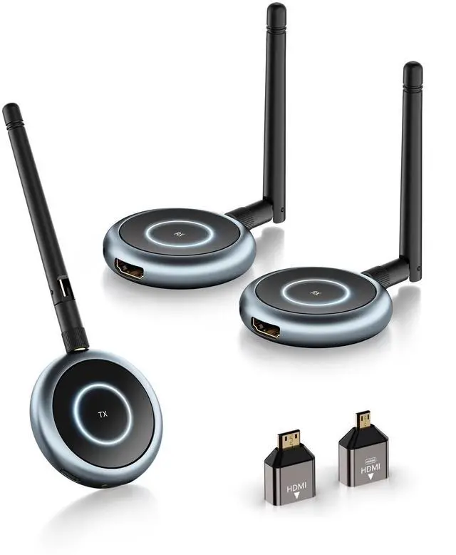 Main image of Wireless HDMI 2 Receivers & Transmitter - Up to 8 Receivers, Plug and Play, 5.8G HDMI Wireless Extender for PC, Laptop, Camera to Multiple TVs, Monitors, Projectors - 656FT/200M
