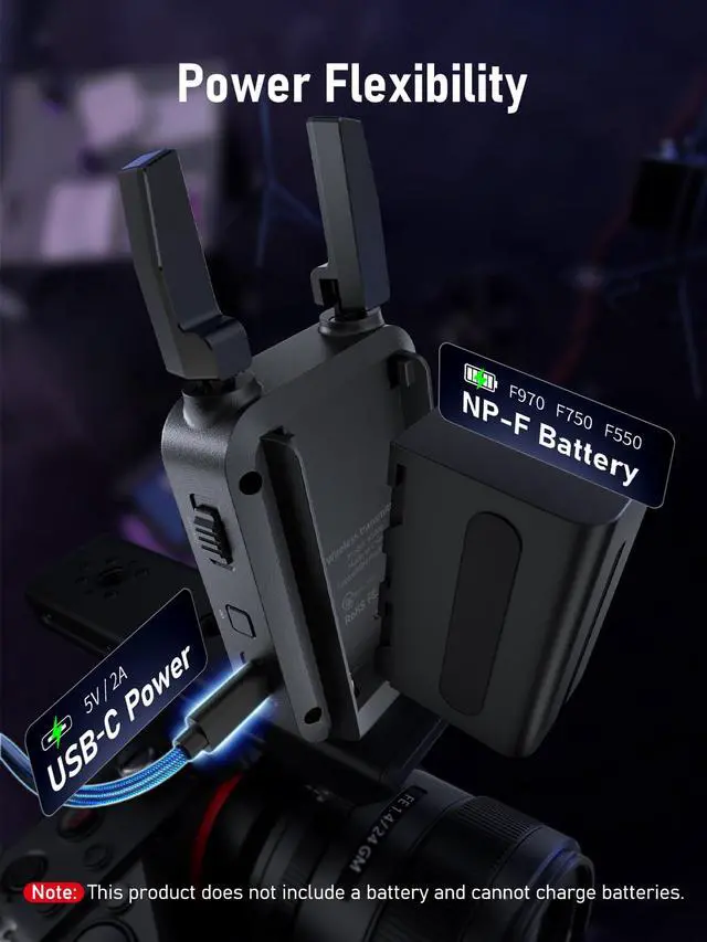 Alt view image 7 of 7 - Wireless HDMI Transmitter Receiver 1080P 50ms Low Latency 656ft | 5GHz, HDMI Loop Out, Dual Power: NP-F & USB-C, Plug and Play, TUTUPlay App Preview for Camera Streaming Home Theater, 1TX+1RX