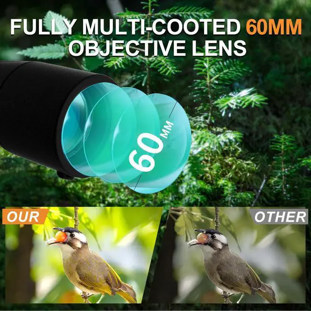 Alt view image 3 of 7 - 20-60x60 Monocular Telescope with Tripod, Gift for Men, Dad & Teens | Waterproof, fog-proof HD optics. Ideal for birding, stargazing, hiking & camping. For birthdays, Christmas, or any occasion