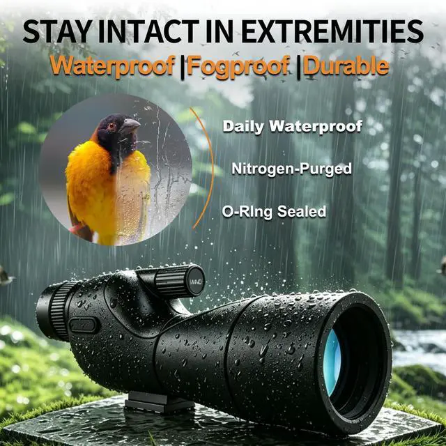 Alt view image 4 of 7 - 20-60x60 Monocular Telescope with Tripod, Gift for Men, Dad & Teens | Waterproof, fog-proof HD optics. Ideal for birding, stargazing, hiking & camping. For birthdays, Christmas, or any occasion