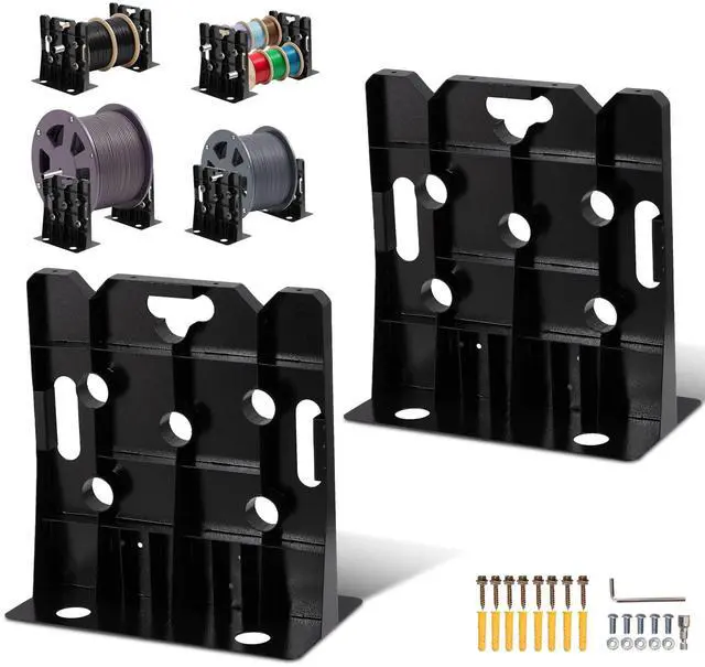 Main image of Heavy Duty Wire Dispenser Rack & Workstation, 400 LB Capacity Steel Cable Spool Holder, Tool-Free Setup for 34" Reels, Converts to Sawhorse, Shelf & Seat