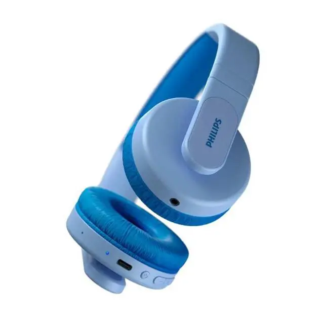 Alt view image 4 of 7 - K4206 Kids Wireless On-Ear Headphones, Bluetooth + Cable Connection, 85dB Limit for Safer Hearing, Built-in Mic, 28 Hours Play time, Parental Controls via Headphones, Blue