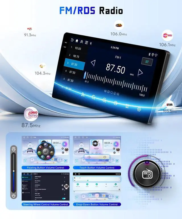Alt view image 6 of 7 - 4G+64G Car Radio Stereo for Honda Pilot 2006 2007 2008, 9inch HD in-Cell Touch Screen/Android 15/Wireless CarPlay/Android Auto/GPS/WiFi/5.0Bluetooth/FM/RDS/SWC/AHD Backup Camera