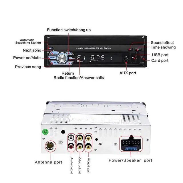 Alt view image 2 of 7 - Bluetooth Single Din Car Stereo 7 Inch Retractable Touchscreen Car Radio with Backup Camera Support Mirror Link