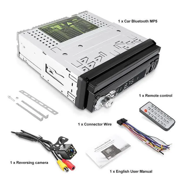 Alt view image 3 of 7 - Bluetooth Single Din Car Stereo 7 Inch Retractable Touchscreen Car Radio with Backup Camera Support Mirror Link