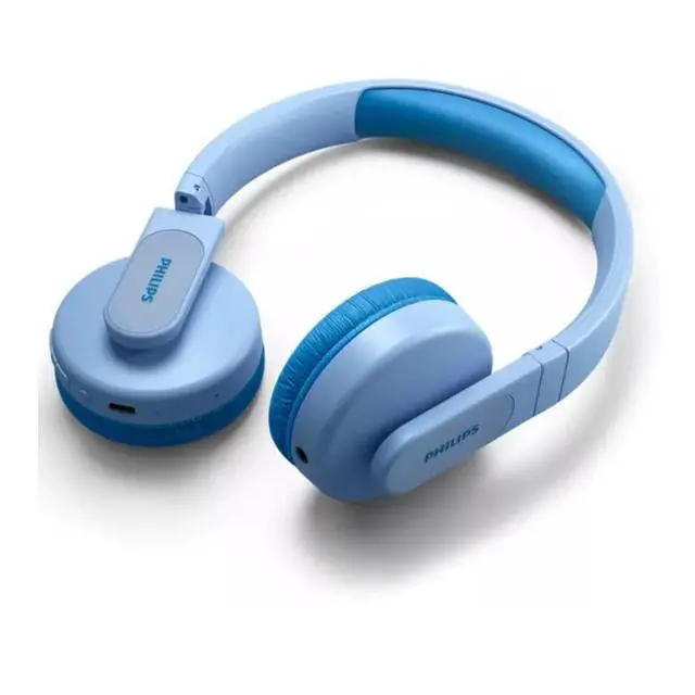 Alt view image 6 of 7 - K4206 Kids Wireless On-Ear Headphones, Bluetooth + Cable Connection, 85dB Limit for Safer Hearing, Built-in Mic, 28 Hours Play time, Parental Controls via Headphones, Blue