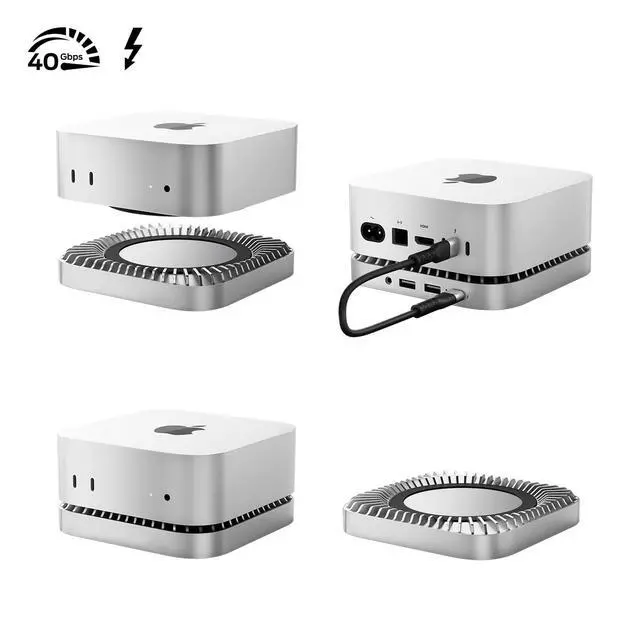 Alt view image 6 of 7 - 40Gbps Aluminum Hub & Stand for New M4/M4 Pro Mac mini (2024) with 40Gbps NVMe/M.2 SSD Enclosure, 2X USB-A, USB-C Host, 3.5mm Audio Compatible with All New Mac mini M4/M4 Pro