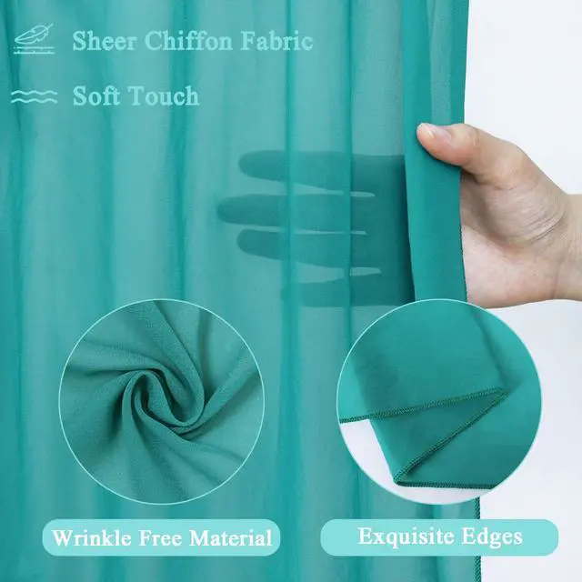 Alt view image 3 of 7 - Wedding Arch Draping Fabric 20 FT Sheer Arch Drapes Teal 2Panels Sheer Backdrop Curtains Chiffon Drapes Wedding Archway Decor Swag Curtain Drapery Fabric for Weddings Party Ceiling Curtains
