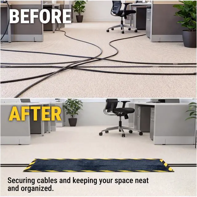 Alt view image 4 of 6 - 47.2in x 15.7in - Nylon top Carpet and Rubber Backing Cables Cord Cover Mat