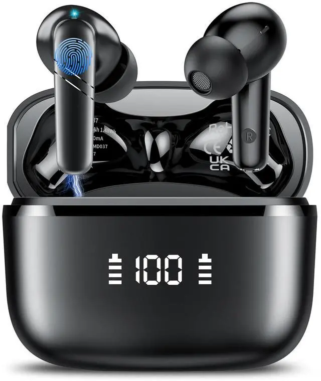 Main image of Wireless Earbuds, Bluetooth 5.4 Headphones 48H Playtime Ear Buds, Bluetooth Earbuds Stereo with LED Display, Clear Call, IPX7 Waterproof in Ear Earphones with ENC Mic for Phones/Sports/Laptop, Black