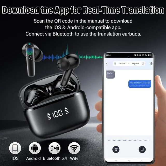 Alt view image 2 of 7 - Wireless Earbuds, Bluetooth 5.4 Headphones 48H Playtime Ear Buds, Bluetooth Earbuds Stereo with LED Display, Clear Call, IPX7 Waterproof in Ear Earphones with ENC Mic for Phones/Sports/Laptop, Black