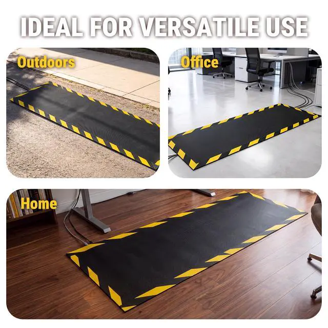Alt view image 6 of 6 - 47.2in x 15.7in - Nylon top Carpet and Rubber Backing Cables Cord Cover Mat