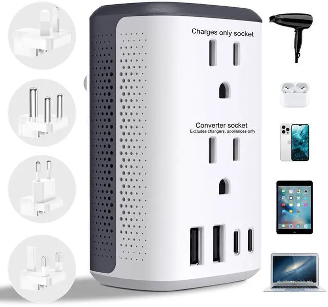 Main image of Voltage Converter Us to Europe, Power Converter Combo, 220v to 110v European Plug Converter 2300w Travel Adapter Worldwide, Step Down European, Travel Adapter Worldwide