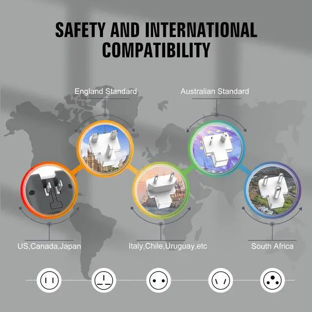 Alt view image 6 of 7 - Voltage Converter Us to Europe, Power Converter Combo, 220v to 110v European Plug Converter 2300w Travel Adapter Worldwide, Step Down European, Travel Adapter Worldwide