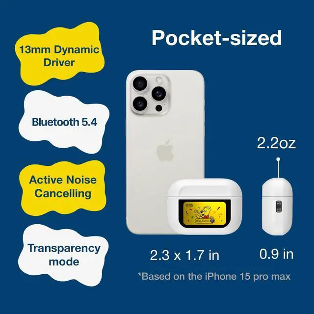 Alt view image 6 of 7 - Haribo Wireless Earbuds with LCD Touchscreen Case, Bluetooth 5.4 TWS, Noise Cancelling, 13mm Bass Driver, IPX4, Gummy Bear Style