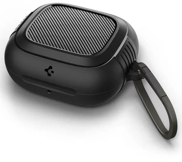 Main image of Rugged Armor Designed for Powerbeats Pro 2 Case (2025) | TPU & PC Dual Layer, Drop Protection, Carbon-fiber Accent. Included Carabiner - Matte Black