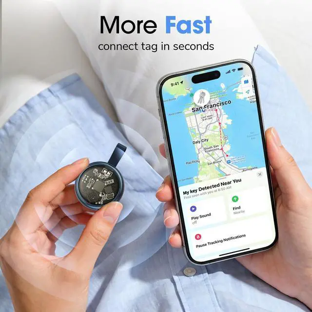 Alt view image 3 of 7 - Air Tracker Tags-4 Pack for iOS and Android Bluetooth Tracker Smart Tags Compatible with Apple Find My (iOS) & Google's Find Hub Item Locator for Keys, Luggage, Wallet, Vehicles