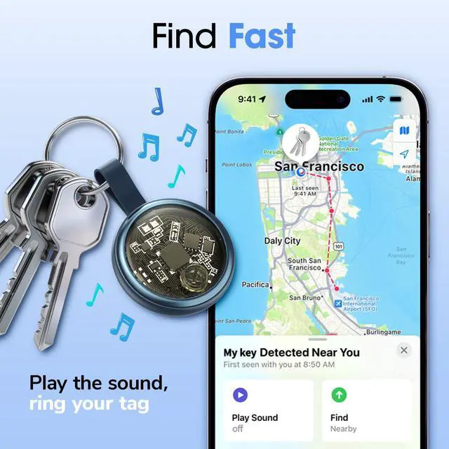 Alt view image 5 of 7 - Air Tracker Tags-4 Pack for iOS and Android Bluetooth Tracker Smart Tags Compatible with Apple Find My (iOS) & Google's Find Hub Item Locator for Keys, Luggage, Wallet, Vehicles