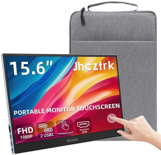 Main image of 15.6 Inch Touchscreen Portable Monitor, FHD 1080P IPS Full Function USB-C Ultra Slim Travel Screen, Portable Display w/Speakers & VESA Mount for Laptop Mac PC Phone PS4 PS5 Switch