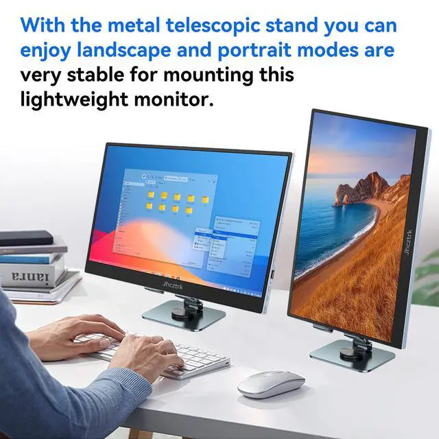 Alt view image 3 of 7 - 15.6 Inch Touchscreen Portable Monitor, FHD 1080P IPS Full Function USB-C Ultra Slim Travel Screen, Portable Display w/Speakers & VESA Mount for Laptop Mac PC Phone PS4 PS5 Switch