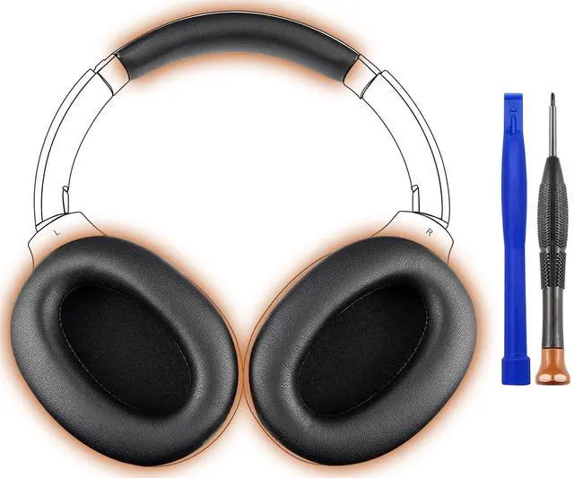 Main image of Replacement Kit for Sony WH-1000XM2 & MDR-1000X Headphones, Ear Pads Cushions + Headband Repair Part - Black