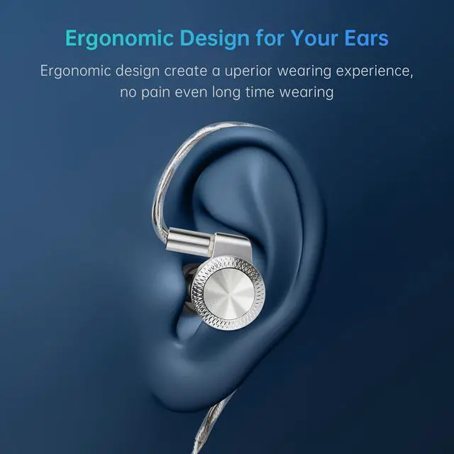 Alt view image 6 of 7 - T10 Pro in-Ear Monitor, Dual Magnetic Circuit 14.2mm Planner Driver HiFi IEM Earphones, Wired Gaming Earbud with Full Metal Housing, Detachable OFC Cable for Singer Musician Audiophile(Silver)
