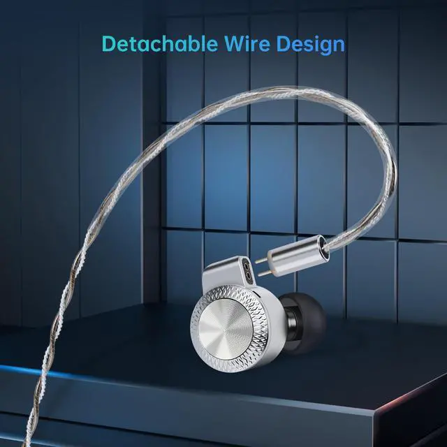 Alt view image 7 of 7 - T10 Pro in-Ear Monitor, Dual Magnetic Circuit 14.2mm Planner Driver HiFi IEM Earphones, Wired Gaming Earbud with Full Metal Housing, Detachable OFC Cable for Singer Musician Audiophile(Silver)