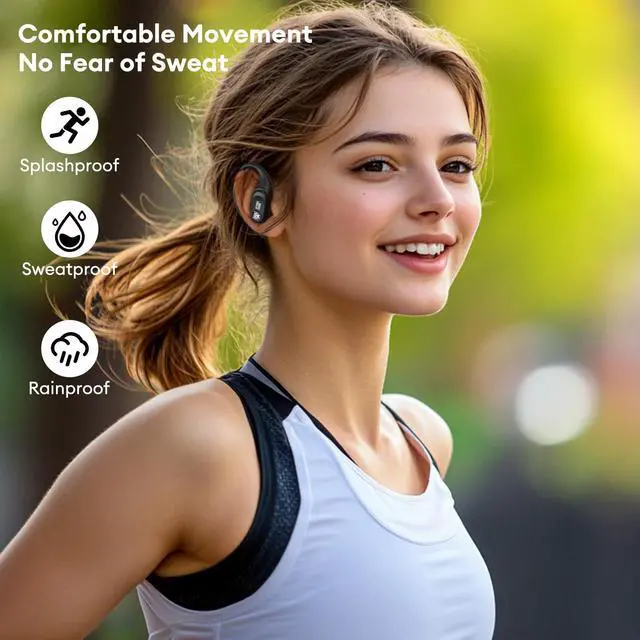 Alt view image 4 of 6 - Earbuds T26 Pro, Bluetooth 5.4 Wireless Gaming Earbuds with Mic, Over Ear Earbuds with Earhooks, 65H Playtime, Deep Bass, IPX5 Waterproof (Scourge Black)