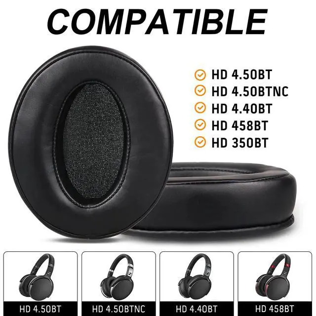 Alt view image 2 of 7 - Replacement Ear Pads for Sennheiser HD450BT / HD4.50BT / HD4.50SE - Black | Also for HD4.40BT / HD4.30G / HD4.20S / HD400S / HD350BT / HD458BT, Earpads with Durable Leather and Comfortable Sponge
