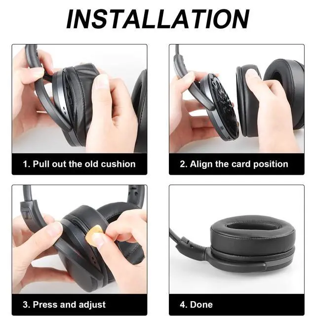 Alt view image 6 of 7 - Replacement Ear Pads for Sennheiser HD450BT / HD4.50BT / HD4.50SE - Black | Also for HD4.40BT / HD4.30G / HD4.20S / HD400S / HD350BT / HD458BT, Earpads with Durable Leather and Comfortable Sponge