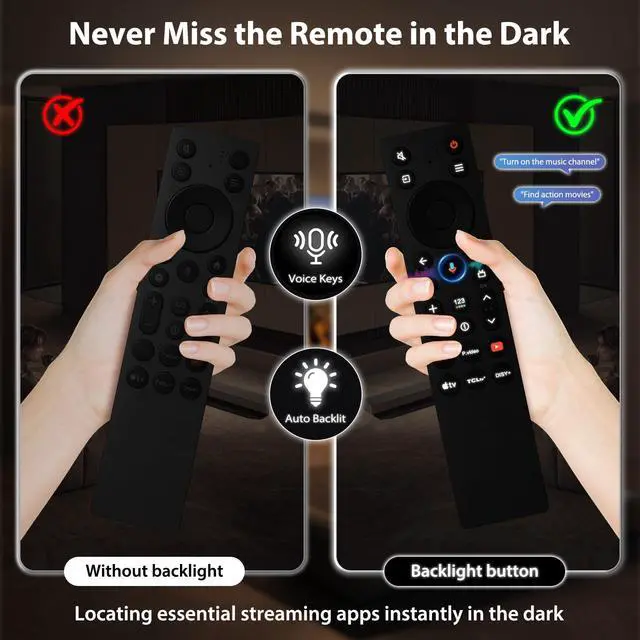 Alt view image 2 of 7 - Replacement Backlit Voice Control for TCL Google TV Remote, RC923A FMB1 | Backlit voice control replacement for compatible TCL Google TVs with app shortcuts, easy setup, convenient everyday control