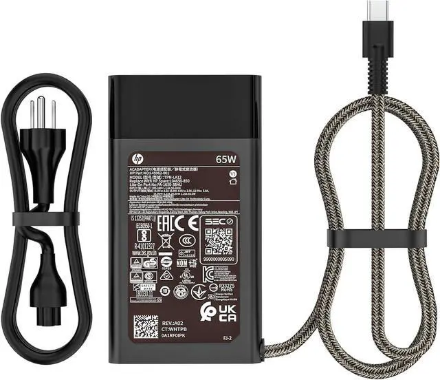 Alt view image 2 of 5 - 65W Laptop USB Charger Fit for HP EliteBook x360 1030 630 745 835 840 845 860 ZBook 14uG5 Firefly 14 15 16 ProBook 440 450 455 460 hp Envy x360 17 Spectre x360 - Type-C 3.25 AC Adapter