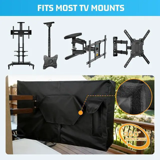 Alt view image 3 of 7 - Outdoor TV Cover 52-55 Inch Weatherproof, 600D All Zipper Outside TV Covers | Waterproof Outside TV Covers Heavy Duty 600D Fabric Canvas Outdoor TV Screen Protectors Shield for Flat Screen Outdoor TVs