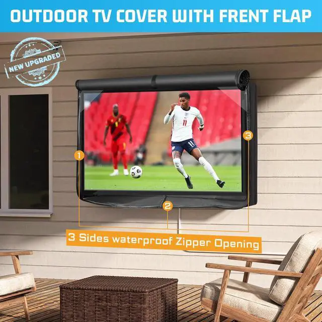 Alt view image 2 of 7 - Outdoor TV Cover 52-55 Inch Weatherproof, 600D All Zipper Outside TV Covers | Waterproof Outside TV Covers Heavy Duty 600D Fabric Canvas Outdoor TV Screen Protectors Shield for Flat Screen Outdoor TVs