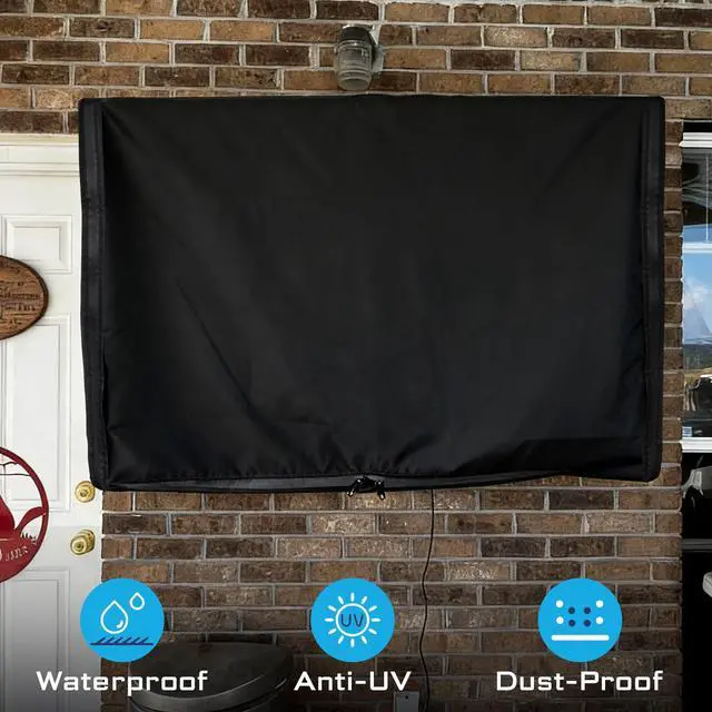 Alt view image 7 of 7 - Outdoor TV Cover 52-55 Inch Weatherproof, 600D All Zipper Outside TV Covers | Waterproof Outside TV Covers Heavy Duty 600D Fabric Canvas Outdoor TV Screen Protectors Shield for Flat Screen Outdoor TVs