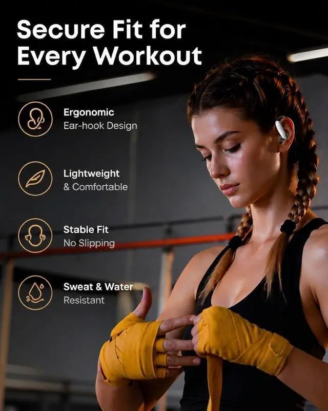 Alt view image 2 of 7 - Open Ear Earbuds Bluetooth 6.1, Ear Buds Wireless Bluetooth Earbuds AI Real Time Translation Earbuds 90H Playtime Open Ear Headphones with Noise Cancelling Mic Wireless Earbuds for Travel, Business
