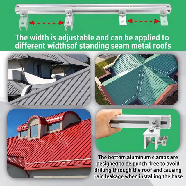 Alt view image 3 of 7 - Starlink Mount for Standing Seam Metal Roof with Starlink Pipe Adapter | Adjustable Starlink Mounting Kit, Starlink Roof Mount for Starlink Gen 2, Starlink Pole Mount