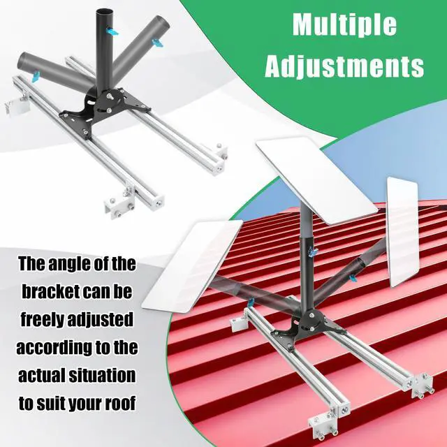 Alt view image 4 of 7 - Starlink Mount for Standing Seam Metal Roof with Starlink Pipe Adapter | Adjustable Starlink Mounting Kit, Starlink Roof Mount for Starlink Gen 2, Starlink Pole Mount