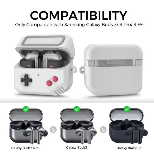 Alt view image 2 of 7 - Galaxy Buds Pro 3 Case - 2024 Silicone Game Design for Samsung Galaxy Buds 3 pro/Buds 3 Pro/Buds 3 FE Case Cover for Men/Women Gamer (Light Grey)