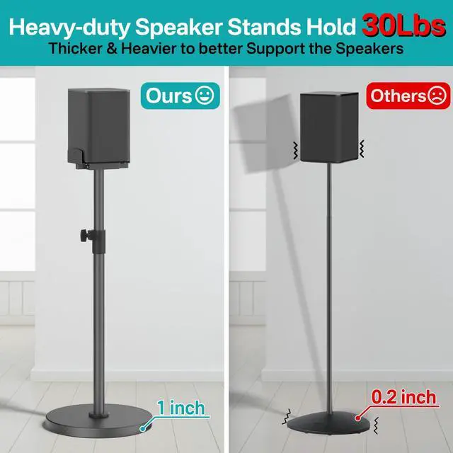 Alt view image 6 of 6 - Heavy-Duty Speaker Stands Pair for LG Speaker Stands with LG Soundbar Mount - Height Adjustable Floor Speaker Stands for LG Surround Sound Speaker Stands SPQ8-S S95QR 578S1-S S78S2-S S65S3-S S55TR