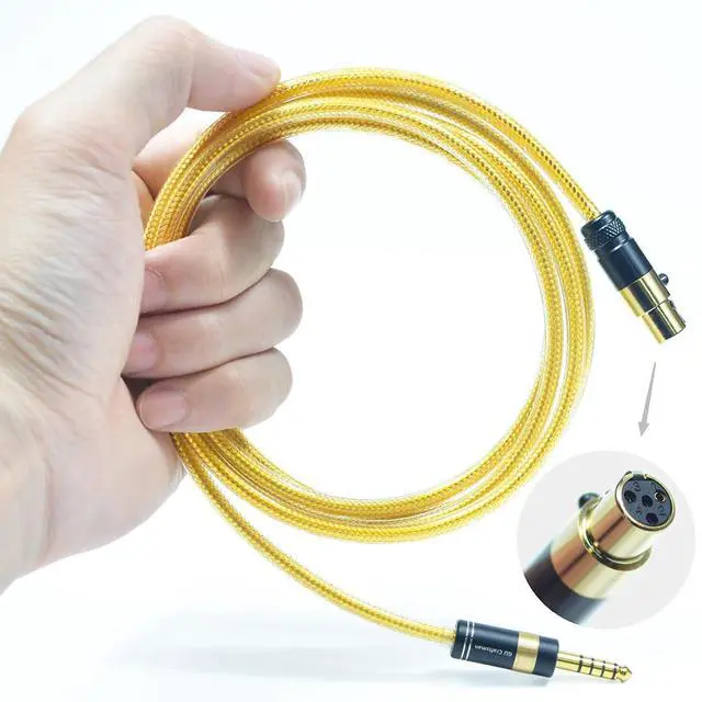 Alt view image 4 of 7 - 4-Pin Mini XLR 6N OFC Silver-Plated with Metal Shielding Layer 4.4mm 3.5mm Headphone Upgrade Cable for SENNHEISER HD 490 PRO, HD 490 PRO Plus, HD480 PRO, HD480 PRO Plus (4.4mm Plug)