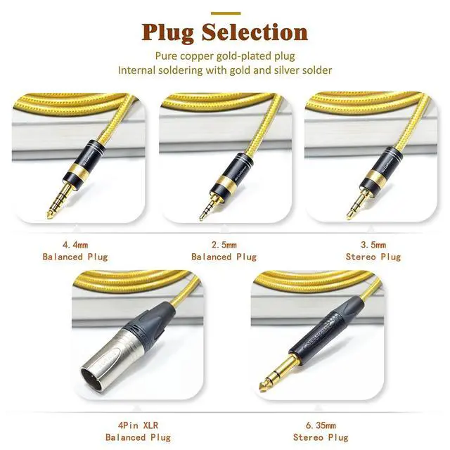 Alt view image 6 of 7 - 4-Pin Mini XLR 6N OFC Silver-Plated with Metal Shielding Layer 4.4mm 3.5mm Headphone Upgrade Cable for SENNHEISER HD 490 PRO, HD 490 PRO Plus, HD480 PRO, HD480 PRO Plus (4.4mm Plug)
